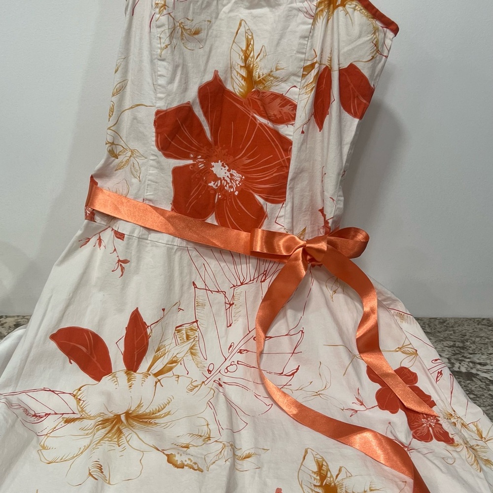 Body Central Floral Mini Dress with Orange Accents